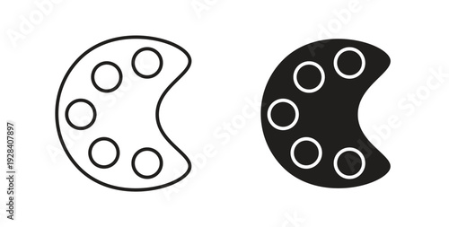 Palette icon style design pack on white background. Thin line and clipart style