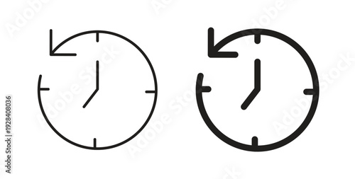 Past time icon style design pack on white background. Thin line and clipart style