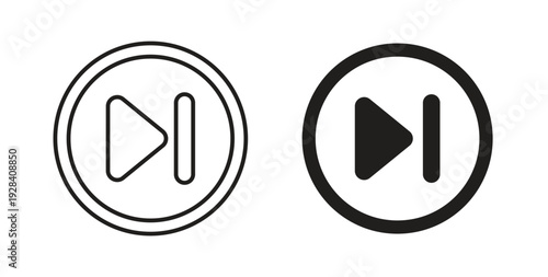 Play pause icon style design pack on white background. Thin line and clipart style
