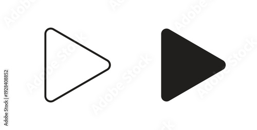 Play icon style design pack on white background. Thin line and clipart style