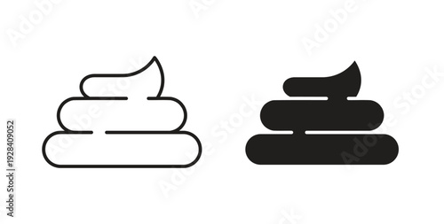 Poop icon style design pack on white background. Thin line and clipart style
