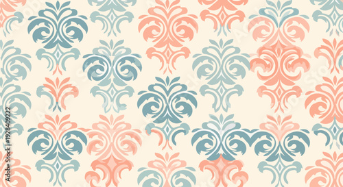 Refined Teal and Cream Baroque Motif with Classic European Elegance