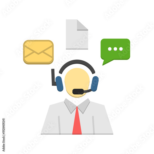 Telemarketing Communication Icon Customer Support Flat Design
