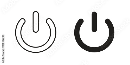 Power icon style design pack on white background. Thin line and clipart style
