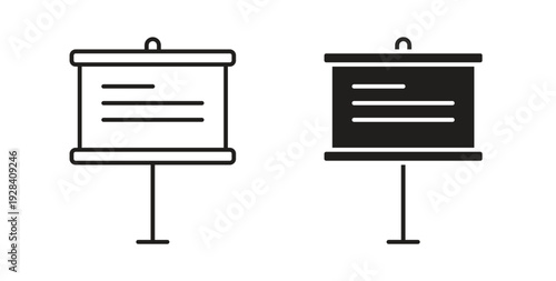 Presentation icon style design pack on white background. Thin line and clipart style