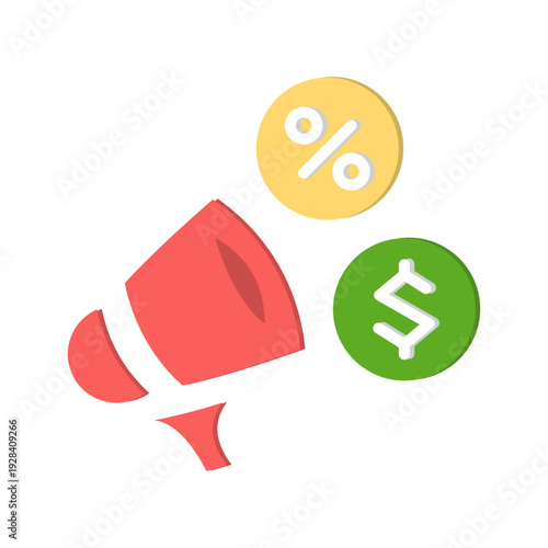Sales Promotion Megaphone Discount Icon Flat Marketing Design