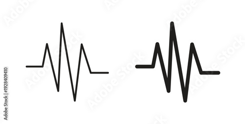 Pulse icon style design pack on white background. Thin line and clipart style