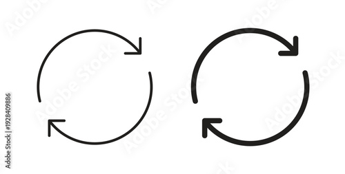 Refresh icon style design pack on white background. Thin line and clipart style