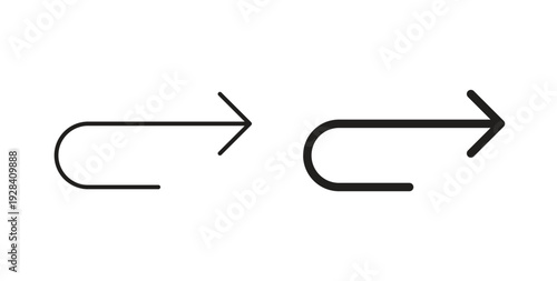 Redo icon style design pack on white background. Thin line and clipart style