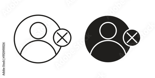 Remove user icon style design pack on white background. Thin line and clipart style