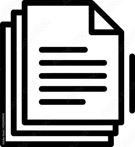 Stack of documents icon with lines