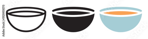 Soup Bowl Icon Set – Food, Meal, and Culinary Vector Illustration