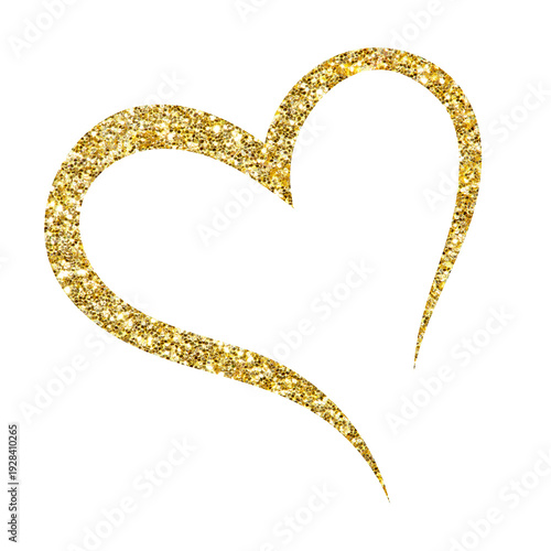 Golden Glitter Heart Outline with Sparkling Luxury Texture for Wedding