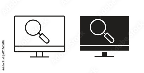Search online icon style design pack on white background. Thin line and clipart style