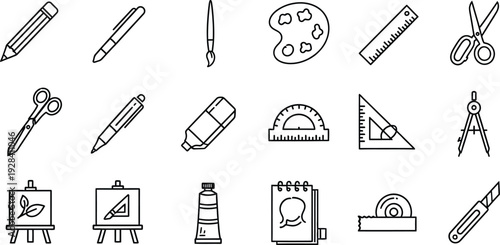 set of hand drawn tools for construction