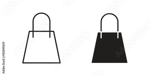 Shopping bag icon style design pack on white background. Thin line and clipart style