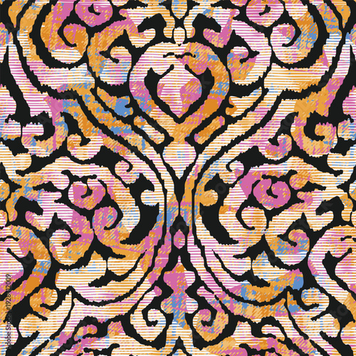 Vector damask seamless pattern background. Classical luxury old fashioned damask ornament, royal victorian seamless texture for wallpapers, textile, wrapping. Exquisite floral baroque template
