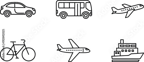 transportation icons set vector