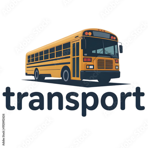 Yellow School Bus Vehicle Transport isolated on transparent background.