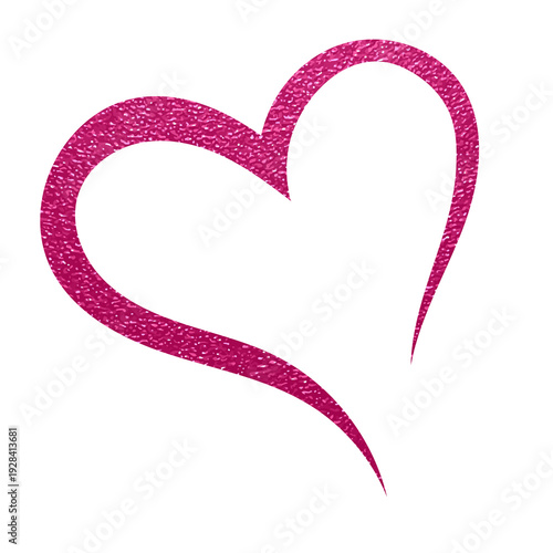 Pink Glitter Heart Shape Icon with Sparkle Texture for  Romantic Design Projects