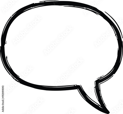 Speech Bubble in Simple Hand-Drawn Style with Black Outline on White Background for Comic Strip
