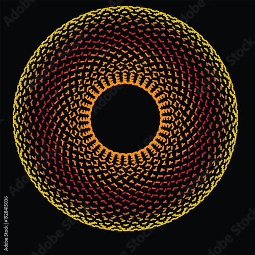 A mesmerising abstract pattern of intertwined spirals in vibrant shades of yellow and red