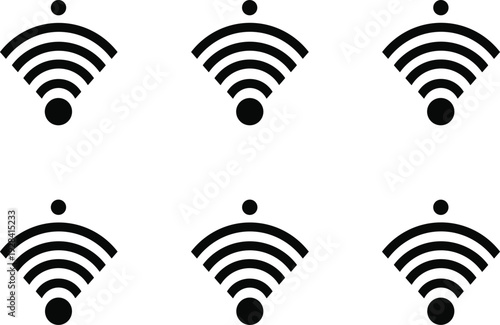 WiFi signal icon set in black and white, wireless internet connection symbols vector illustration isolated on white background