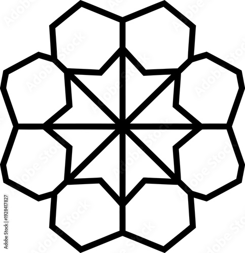 Geometric pattern of interconnected octagons and lines