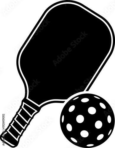 Pickleball paddle and ball illustration