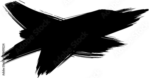 Black brush stroke art on white background