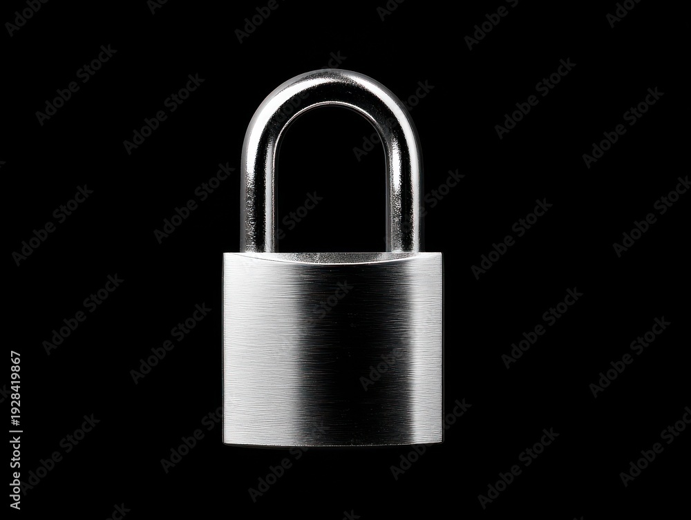 Fototapeta premium padlock silver isolated on a black background