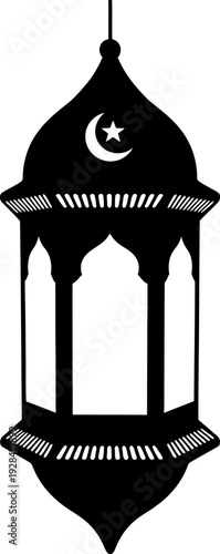 Traditional islamic lantern with crescent moon design