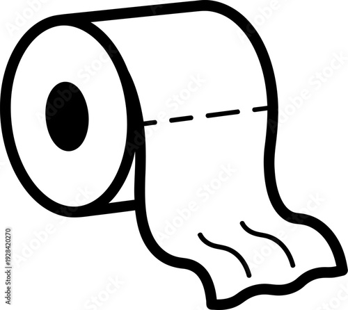Simple black and white toilet paper roll illustration