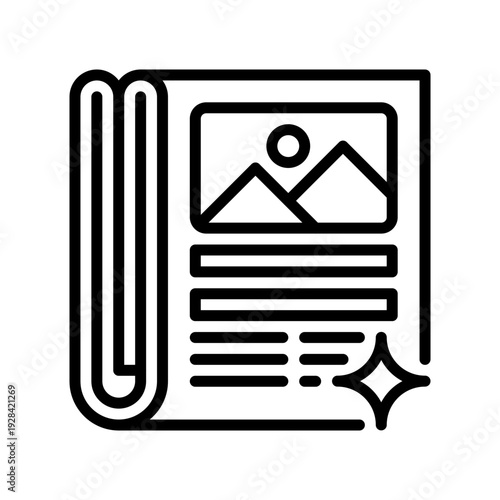 Newspaper Line Icon, Outline Symbol for Press Release, Daily Journalism, Article Reading, Headline News, and Media Information. Vector Sign Icon.