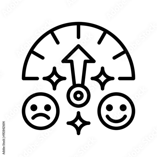 Public Sentiment Line Icon, Outline Symbol for Audience Emotion, Social Mood, Customer Feeling, Opinion Analysis, and Reaction Feedback. Vector Sign Icon.