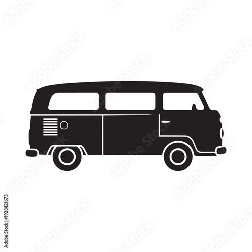 Vintage camper van silhouette classic travel vehicle illustration