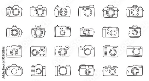 Set photography camera icons. collection photo camera outline sign. digital camera symbol