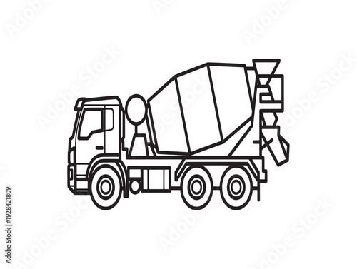 Cement mixer truck side view illustration