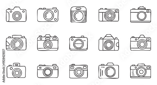 Set photography camera icons. collection photo camera outline sign. digital camera symbol