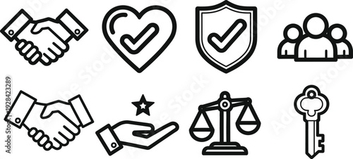 Icon bundle for trust partnership and security concepts