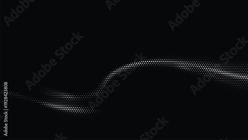 Dots halftone wave pattern vector illustration on black background