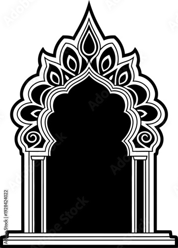 Intricate black and white archway design