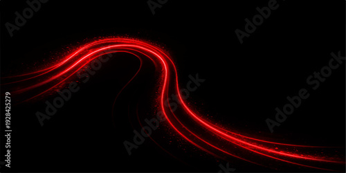 A glowing red abstract wave design features a bright motion effect with fractal curves and fire-like energy lines flowing against a black backdrop for a vibrant artistic wallpaper illustration