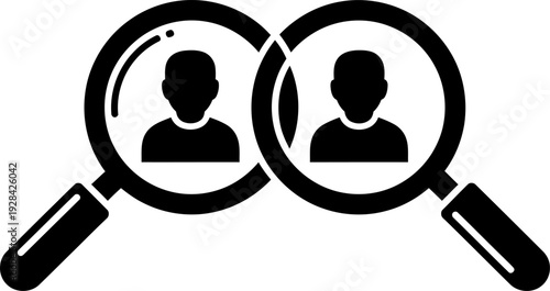 Magnifying glasses with two person silhouettes