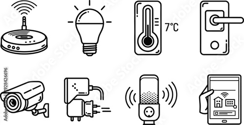 Smart home icon bundle for automation and control systems featuring various devices