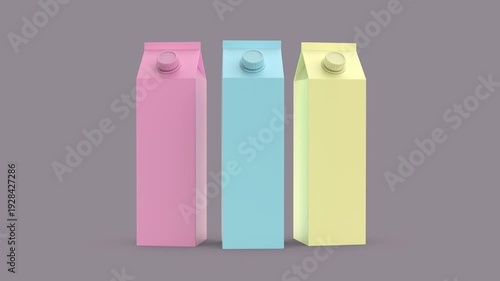 Wallpaper Mural Three colorful carton milk containers on grey background Torontodigital.ca
