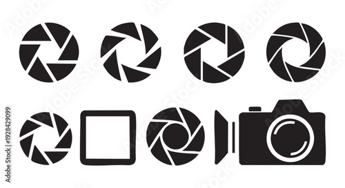 Camera shutter aperture icon set. photography iris symbol collection. vector illustration isolated