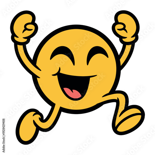 Wallpaper Mural Cheerful emoticon celebrating with joyful expression and raised fists Torontodigital.ca