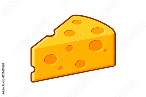 A cartoon illustration of a yellow cheese wedge with several round holes, isolated on a black background. The cheese has a dark outline and simple shading for a three-dimensional look.