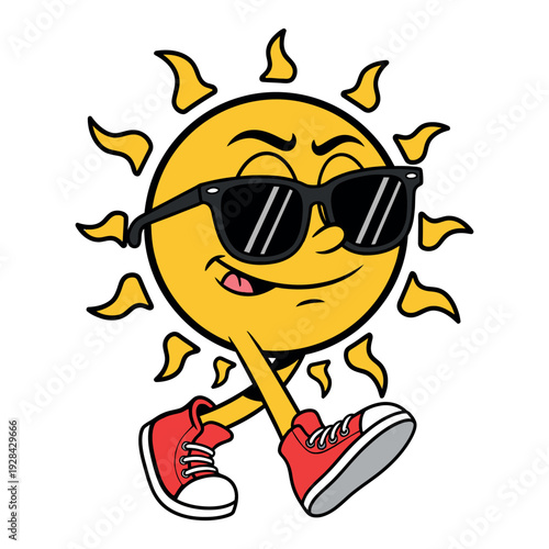 Wallpaper Mural Cool smiling sun character wearing sunglasses and sneakers Torontodigital.ca